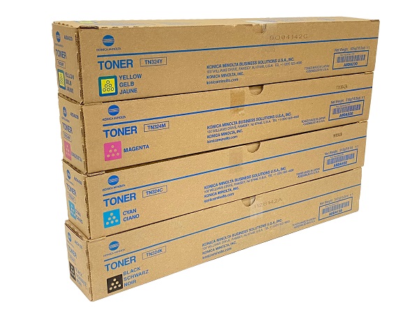 Konica Minolta TN324 (TN-324) Complete Toner Cartridge Set