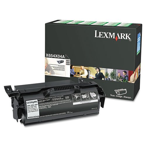 Lexmark X654X04A Return Program Extra-High-Yield Black Toner Cartridge For Label Applications
