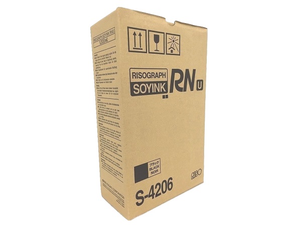 Risograph S-4206 Black Ink Box of (2) 1000ML Tubes