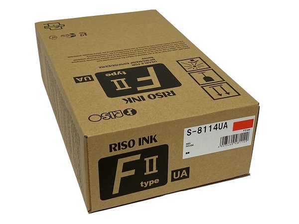 Risograph S-8114UA (FII Type) Red Ink Box of (2) 1000ML Tubes (OLD 
