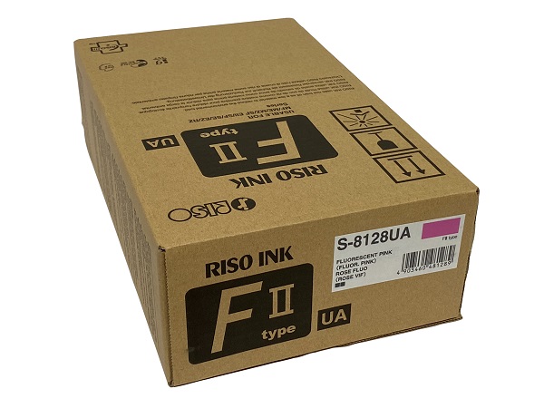 Risograph S-8128UA (S-6945UA) Fluorescent Pink Type F Ink Box of (2) 1000ML Tubes