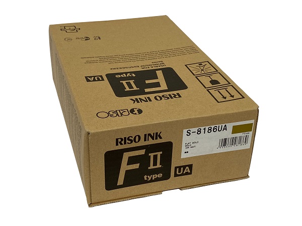 Risograph S-8186UA (S-6972UA) Flat Gold Type F Ink Box of (2) 1000ML Tubes